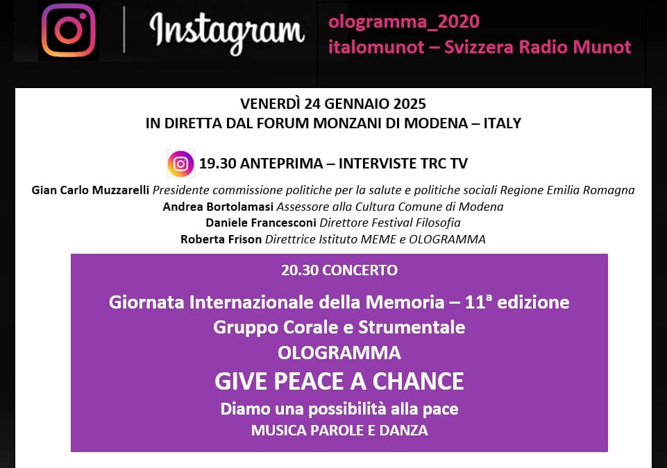 OLOGRAMMA – DIRETTA INSTAGRAM DI GIVE PEACE A CHANCE – Modena